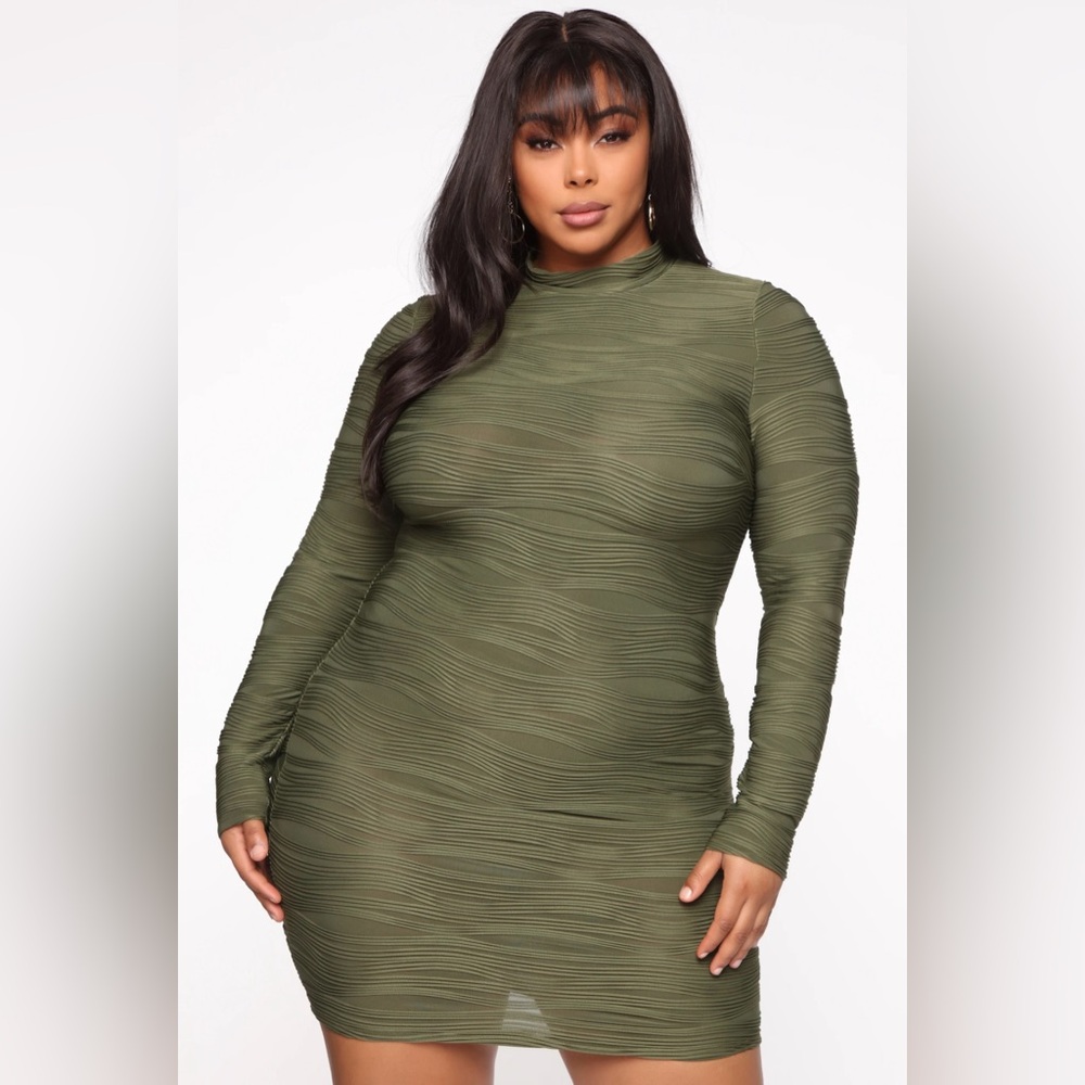 Fashion Nova Feeling Flawless Mini Dress - Olive - Picture 3 of 9